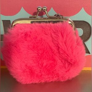 Fuzzy Pink Clasp Coin Purse NWOT